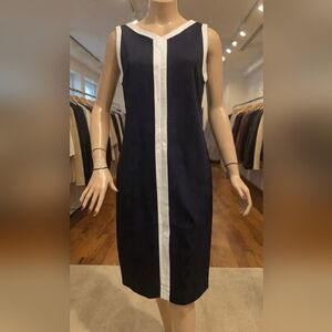 Talbots Women's Navy/White Sleeveless Dress Size 8